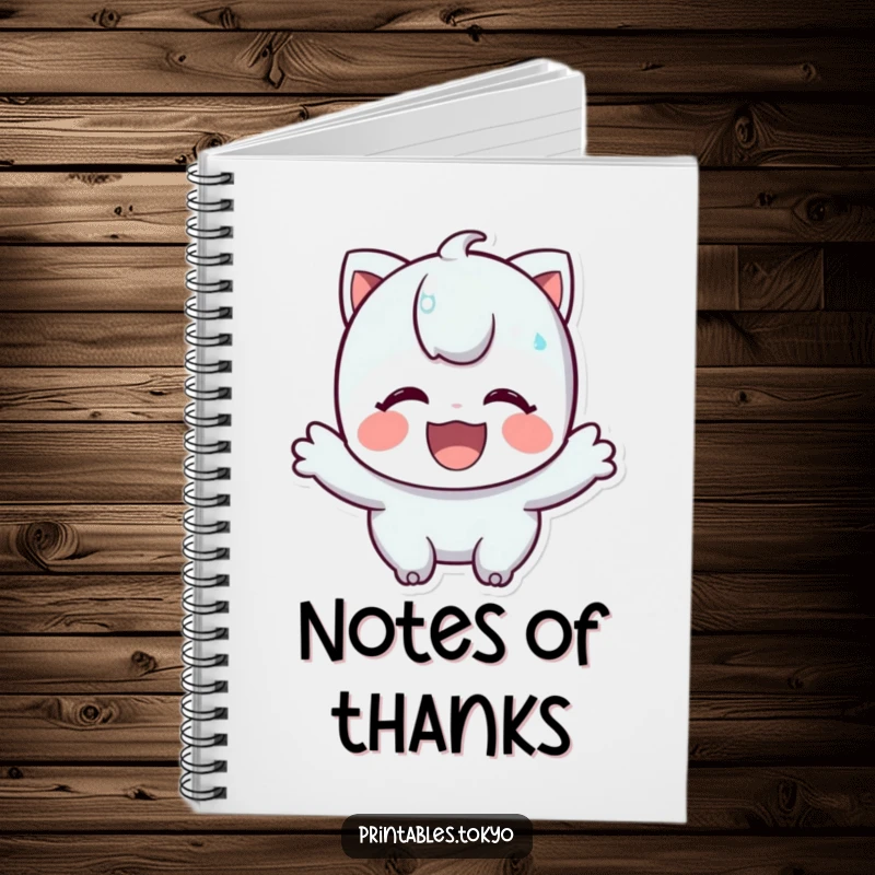 Funny notebook featuring a character's wide-grinned bow, perfect for jotting down notes with a touch of polite charm.