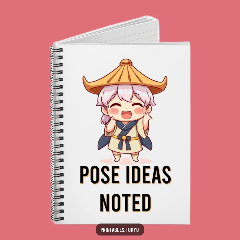 Funny Japanese Hat Pose Notebook - Quirky Journal - Creative Funny Gift