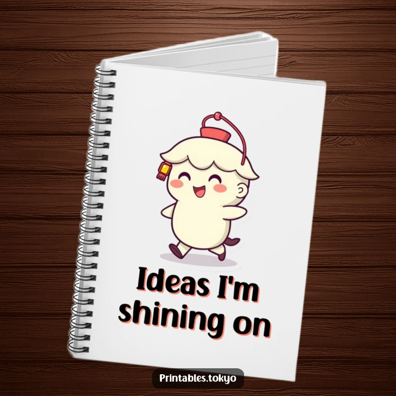 Funny Notebook: A cheerful character holds a stylized lantern, ready to inspire writing and creativity with this humorous gift.