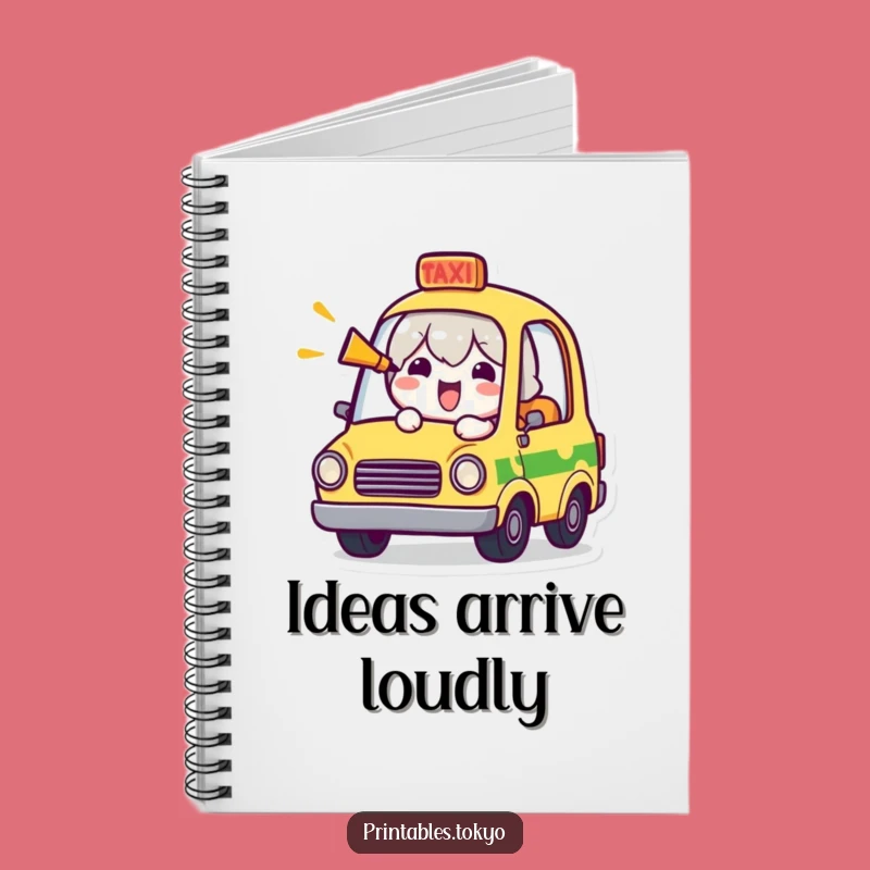 Funny Tiny Taxi Notebook: Cheerful Character Honking Horn, Creative Journal for Ideas