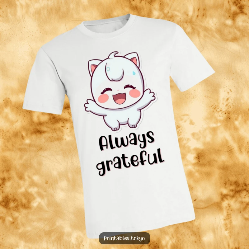Funny t-shirt featuring a character performing a cheerful, wide-grinned bow, symbolizing politeness and joyful greetings.