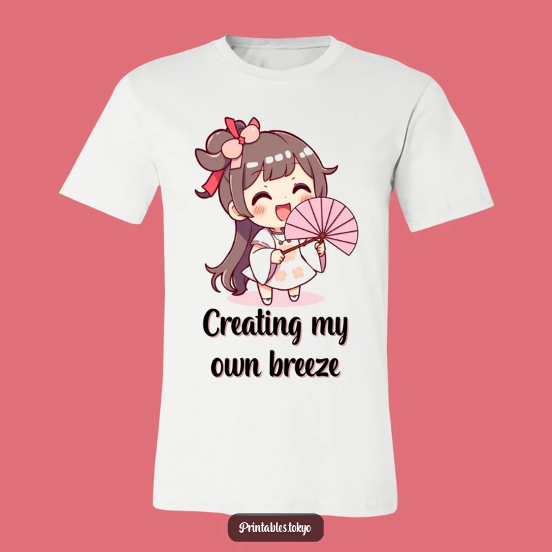 Funny Fan Waving T-Shirt: Excited Character, Hilarious and Breezy Style
