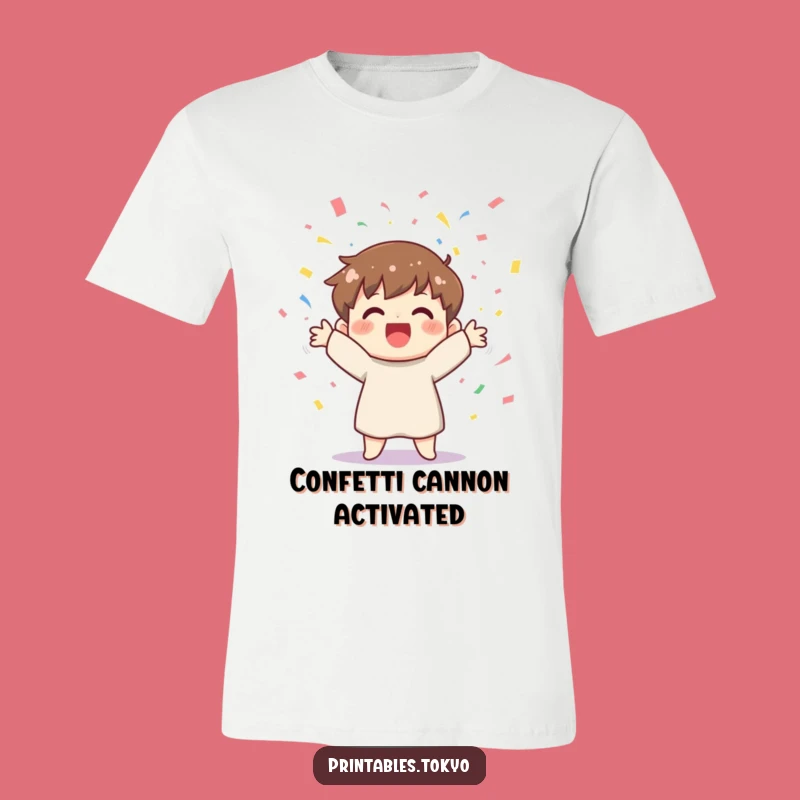 Funny Confetti Toss T-Shirt - Cheerful Character Party Tee Gift