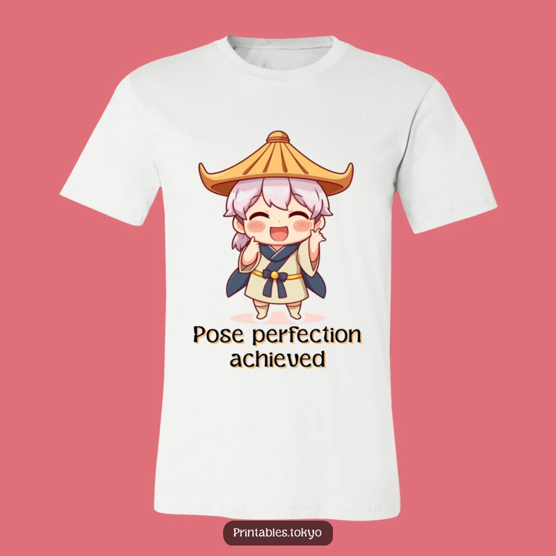 Funny Japanese Hat Pose T-Shirt - Quirky Character Apparel - Comedic Cultural Gift