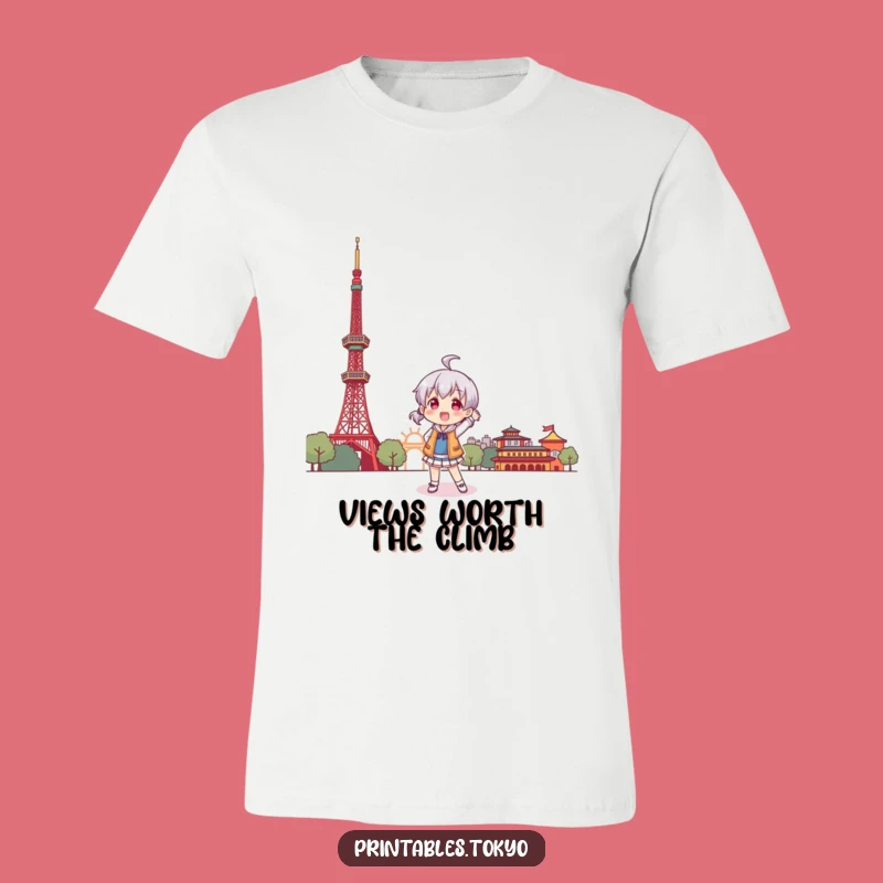 Funny Tokyo Adventure Tee: Character's Playful Stance, Stylish Humor