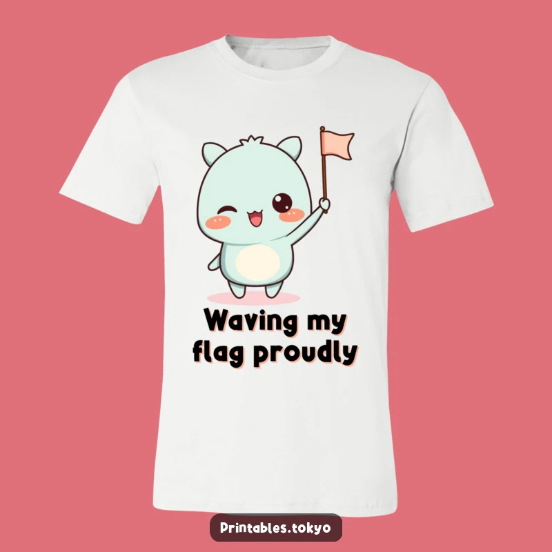 Funny Waving Flag T-Shirt - Excited Character Rally Tee Gift