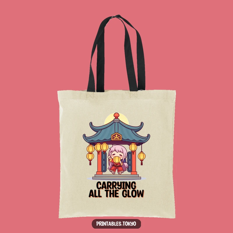 Funny Temple Juggler Tote Bag: Glowing Lanterns Character, Carry Your Magic