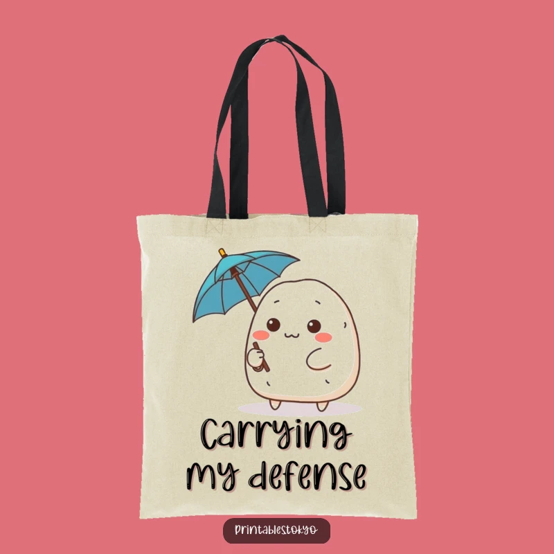 Funny Determined Onigiri Umbrella Tote Bag - Carry Your Preparedness Gift
