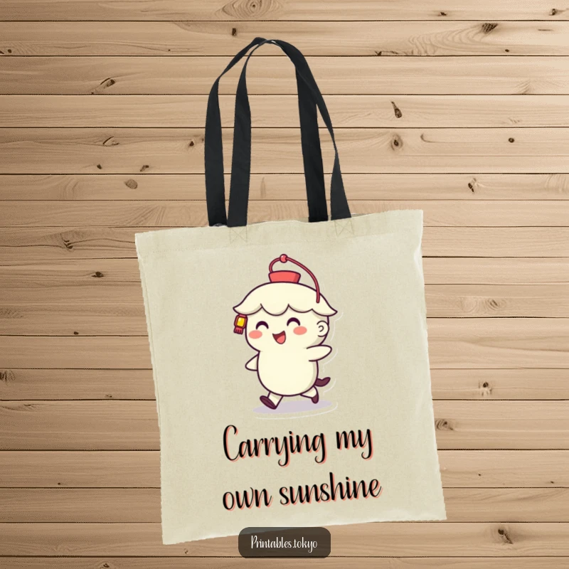Funny Tote Bag: A smiling character with a stylized lantern walks, ready to carry your items in this humorous and practical gift.