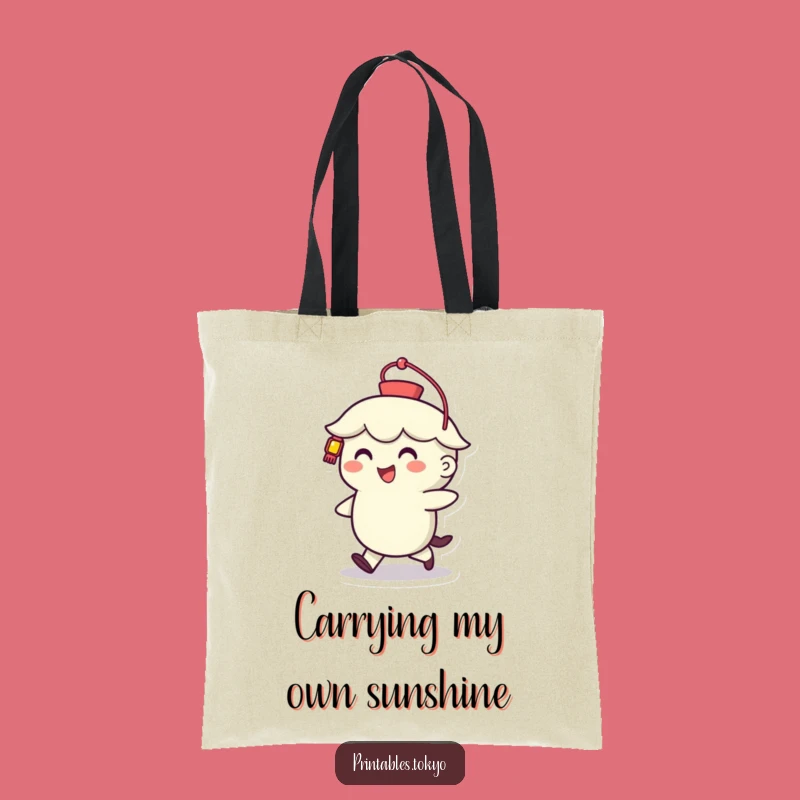 Funny Lantern Walker Tote Bag: Cheerful Character Carryall, Your Perfect Funny Gift Shopping Companion!