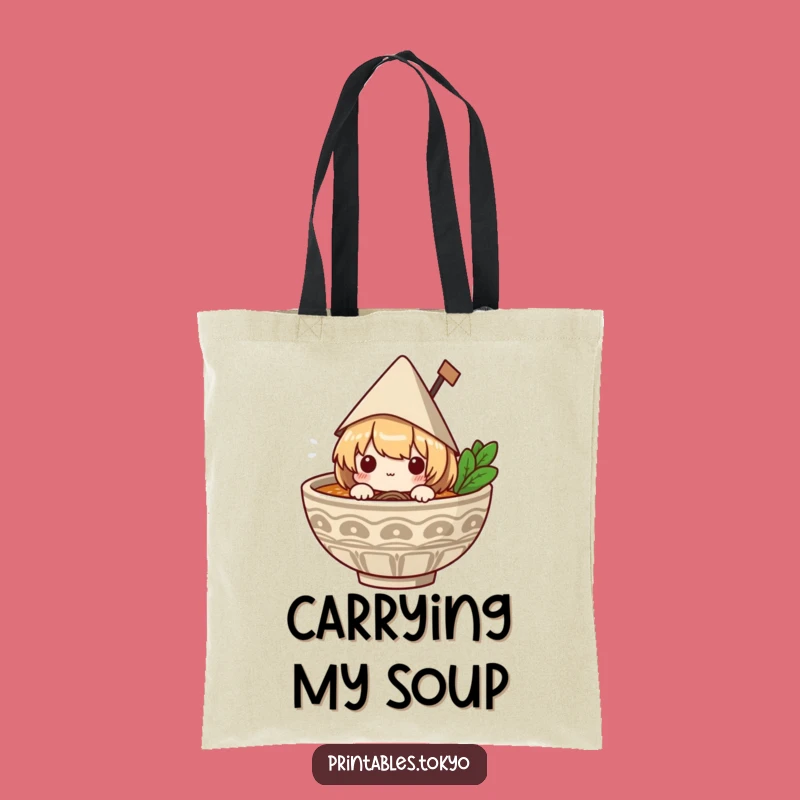 Funny Ramen Tote Bag: Cute Peeking Character Design, Great Humorous Gift for Shoppers