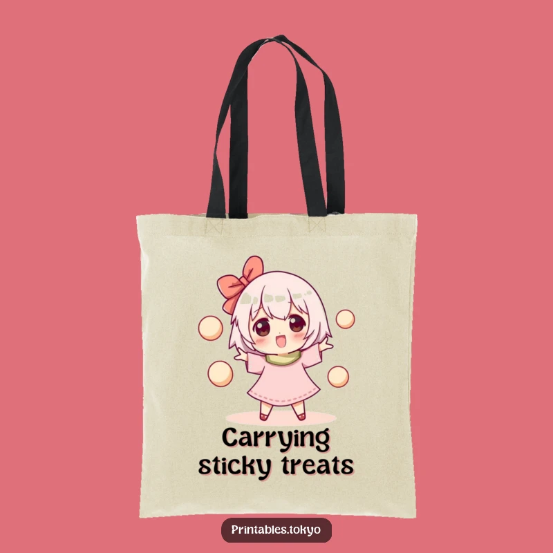Funny Mochi Tote Bag: Juggling Character Design, Great Humorous Gift for Shoppers