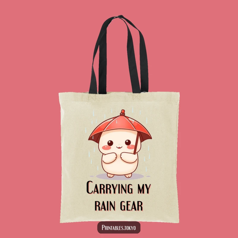 Funny Dumpling Tote Bag: Cute Umbrella Character - Adorable Rainy Day Carryall