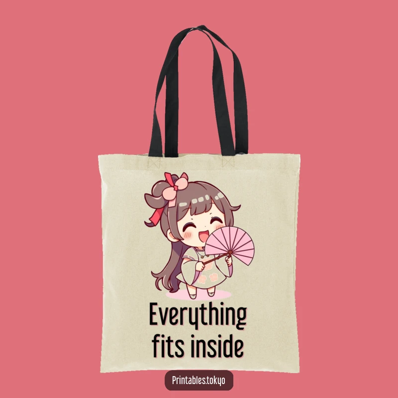 Funny Fan Waving Tote Bag: Excited Character, Carry Your Coolness